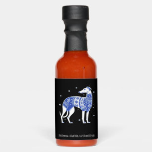 Christmas Greyhound Dog Wearing an Ugly Sweater Bl Hot Sauces