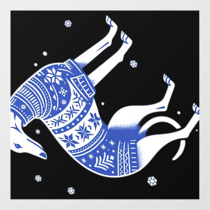 Christmas Greyhound Dog Wearing an Ugly Sweater Bl Wall Decal