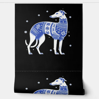 Christmas Greyhound Dog Wearing an Ugly Sweater Bl Wallpaper