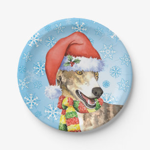 Christmas Greyhound Paper Plate