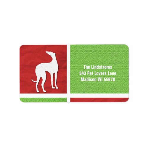 Christmas Greyhound Silhouette in Red and Green Label