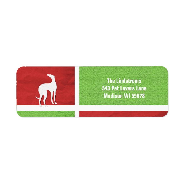 Christmas Greyhound Silhouette Personalized Label (Front)