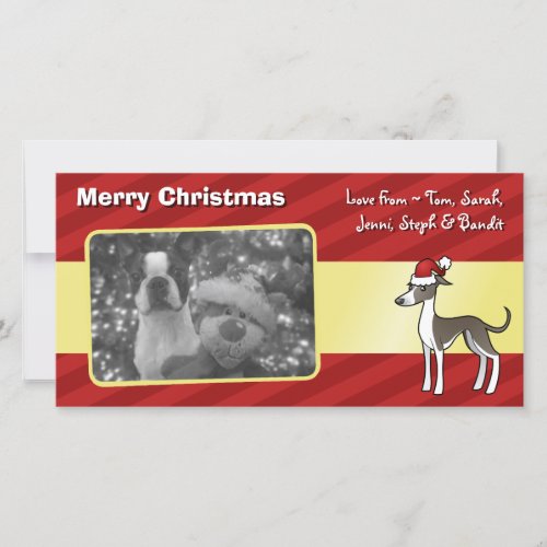 Christmas Greyhound  Whippet  Italian Greyhound Holiday Card