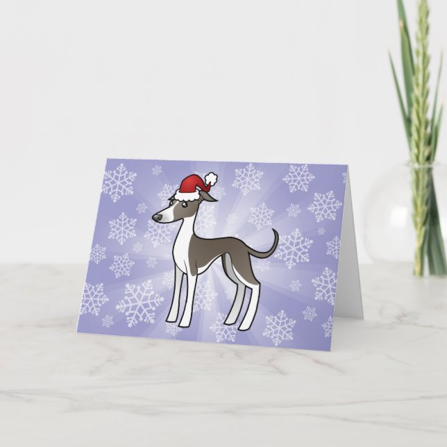 Christmas Greyhound / Whippet / Italian Greyhound Holiday Card (Front)