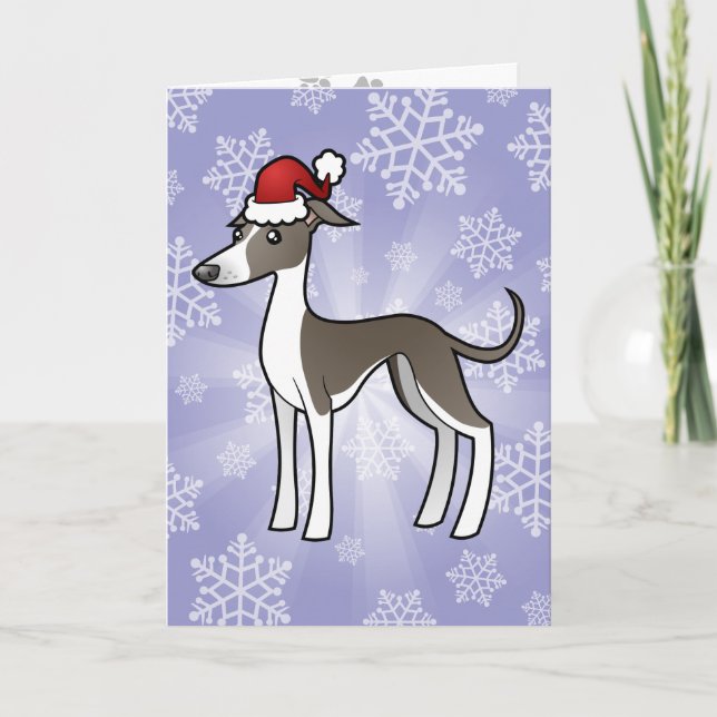 Christmas Greyhound / Whippet / Italian Greyhound Holiday Card (Front)