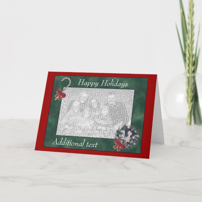 Christmas Greyhound Wreath Holiday Photo Card (Front)