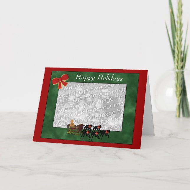 Christmas Greyhounds Sleigh Holiday Photo Card (Front)