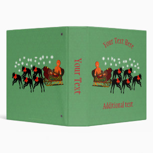 Christmas Greyhounds Sleigh Personalized  3 Ring Binder