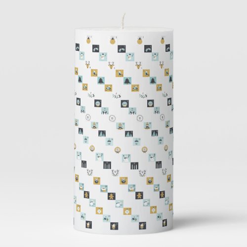 Christmas Grid Countdown Pillar Candle