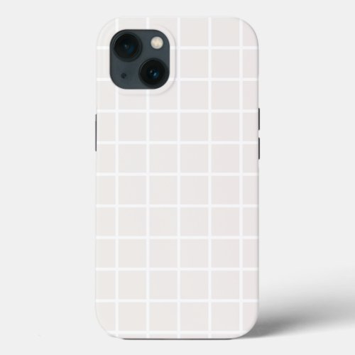 Christmas Grid Pattern Pale Beige And White Plaid iPhone 13 Case