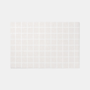 Christmas Grid Pattern Pale Beige And White Plaid Rug