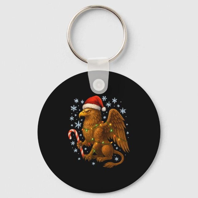 Christmas Griffin Magic Mythical Holiday Srit Long Keychain (Front)