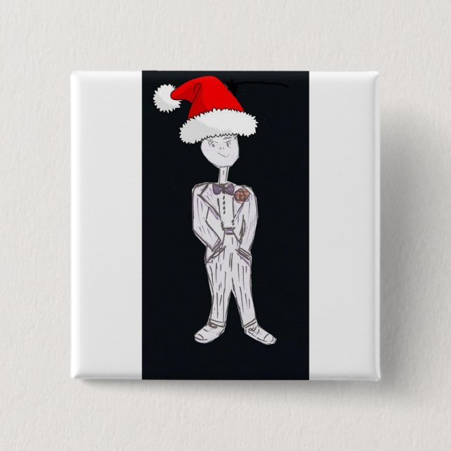 Christmas Groom Pinback Button (Front)