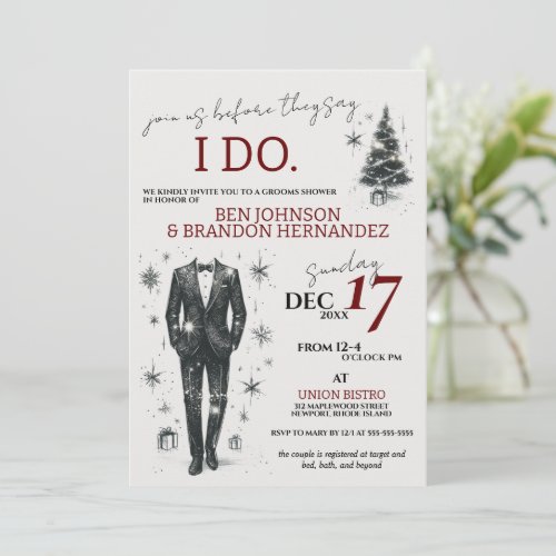 Christmas Grooms Shower Invitation