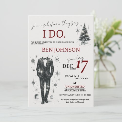 Christmas Grooms Shower Invitation