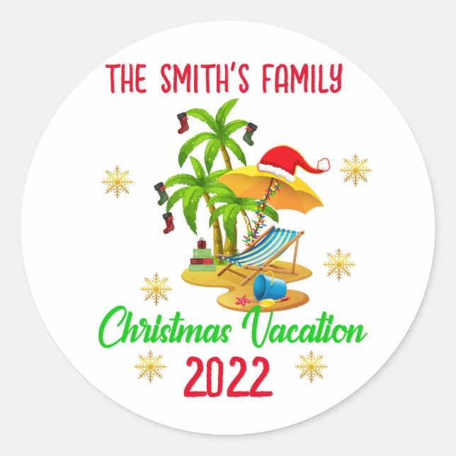 Christmas Group Vacation Funny Happy Holiday  Classic Round Sticker (Front)