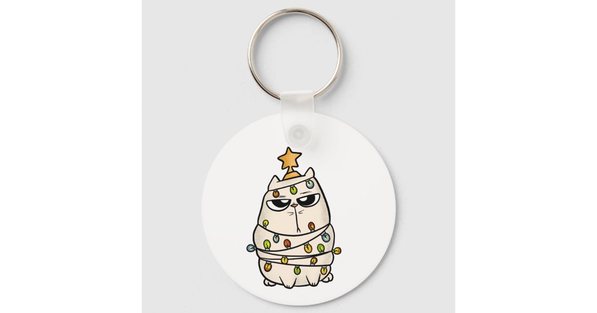 Christmas grumpy cat keychain | Zazzle