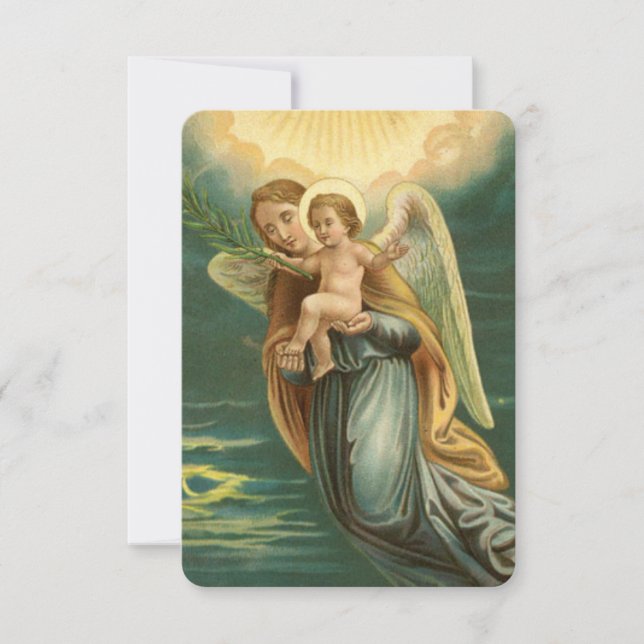 Christmas Guardian Angel And Baby Jesus Invitation (Front)