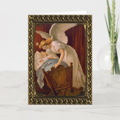 Christmas Guardian Angel _ Vintage Fine Art Card