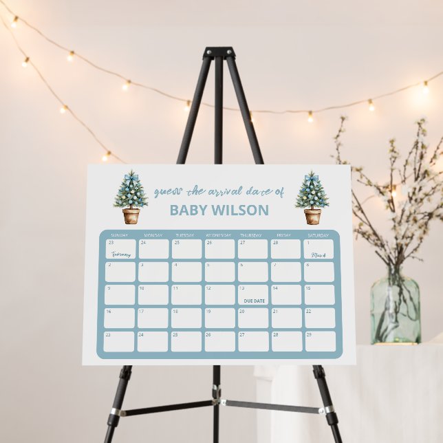 Christmas Guess Baby Arrival Date Baby Shower Game Foam Board (In Situ (Stand))