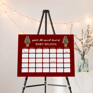 Christmas Guess Baby Arrival Date Baby Shower Game Foam Board