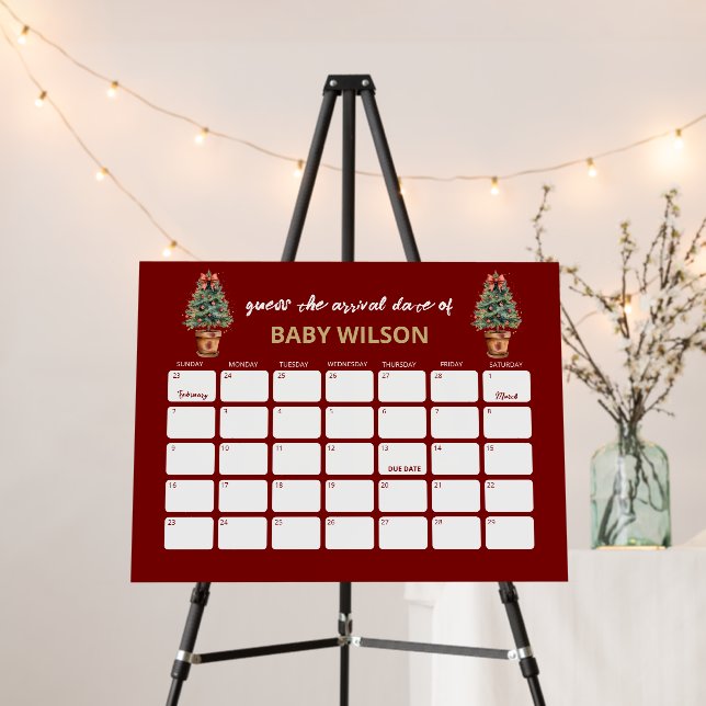 Christmas Guess Baby Arrival Date Baby Shower Game Foam Board (In Situ (Stand))