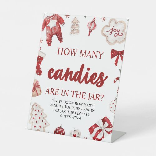 Christmas Guess How Many Candies Baby Shower Game Pedestal Sign