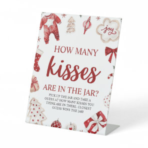 Christmas Guess How Many Kisses Baby Shower Game Pedestal Sign