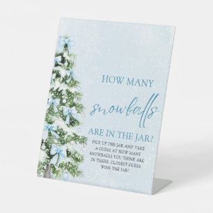 Christmas Guess How Many Snowballs Baby Shower Pedestal Sign