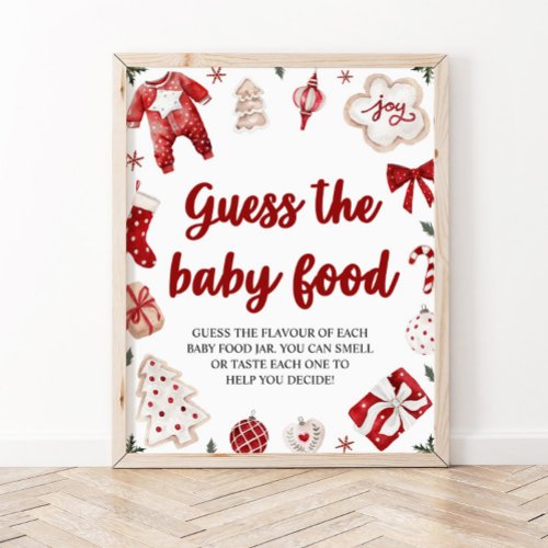 Christmas Guess the Baby Food Baby Shower Game Poster