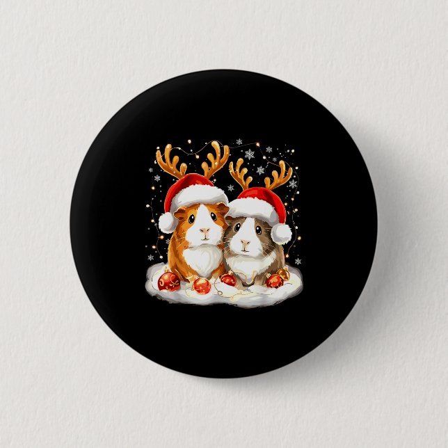 Christmas Guinea G Reindeer Xmas  Button (Front)