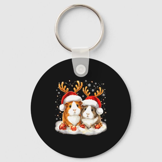 Christmas Guinea G Reindeer Xmas  Keychain (Front)