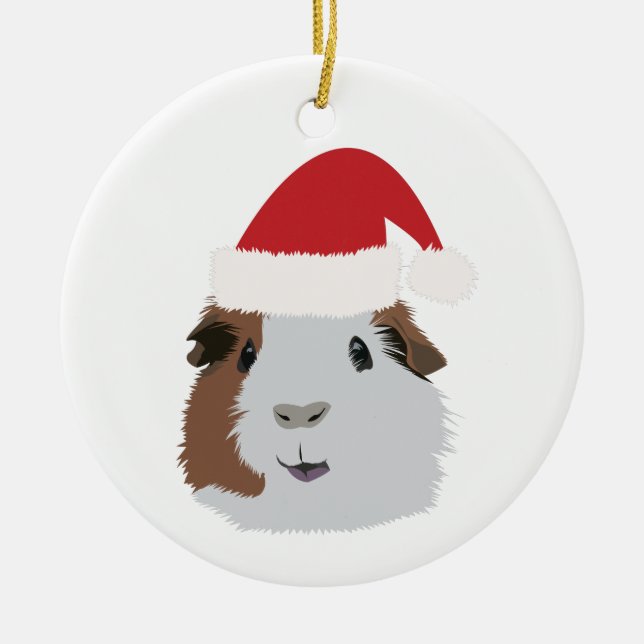 Christmas Guinea Pig Ceramic Ornament (Front)