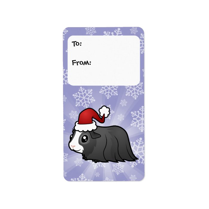 Christmas Guinea Pig Gift Tags (long hair) Custom Address Labels