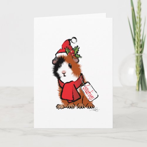 Christmas Guinea Pig Greeting Holiday Card