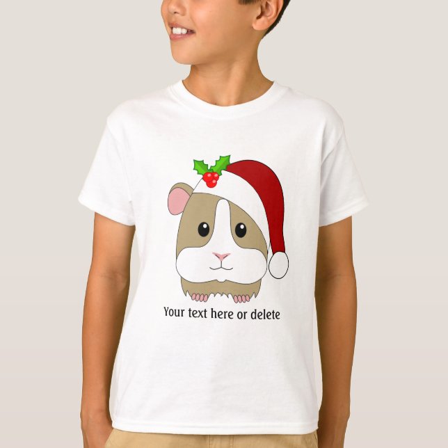 Christmas Guinea Pig In A Santa Hat Personalized T-Shirt (Front)