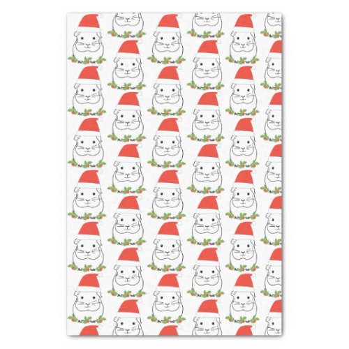 Christmas Guinea Pig in a Santa Hat Tissue Paper