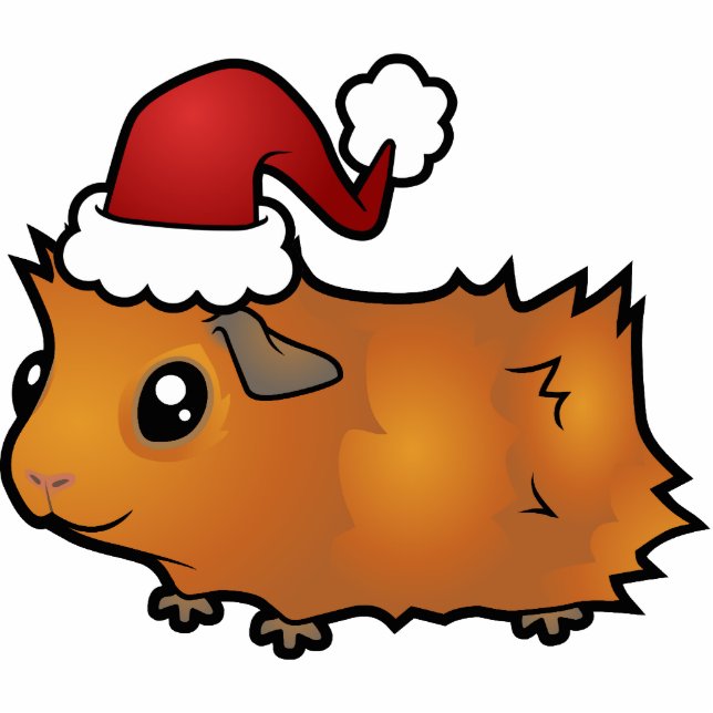 Christmas Guinea Pig Ornament (scruffy) (Front)