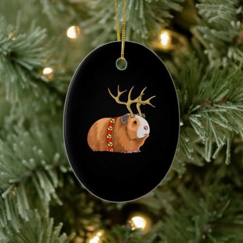 christmas guinea pig reindeer kawaii rodent pet wh ceramic ornament