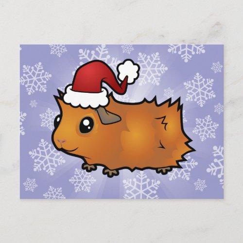 Christmas Guinea Pig scruffy Holiday Postcard