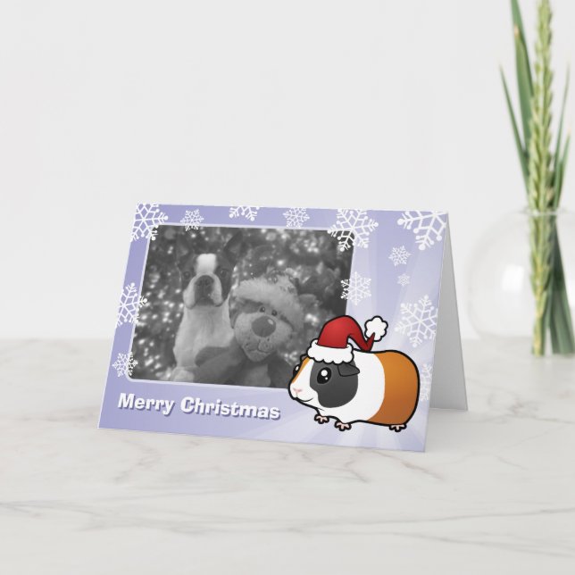 Christmas Guinea Pig (smooth hair) Holiday Card (Front)