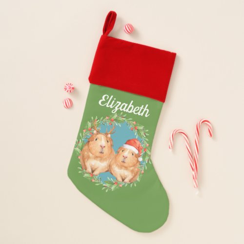 Christmas Guinea Pigs Santa Reindeer Personalized Christmas Stocking