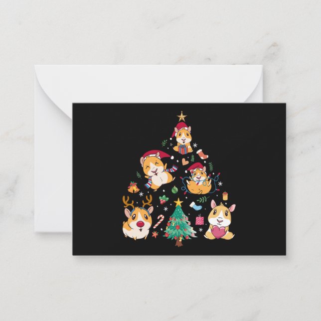 Christmas Guinea Pigs Xmas Tree Holiday Funny Anim Note Card (Front)