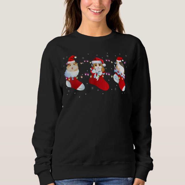Christmas Guinea Socks Pig Pajama Xmas Santa Tree  Sweatshirt (Front)