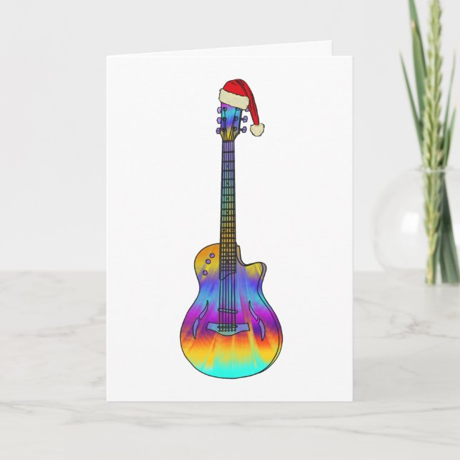 Christmas Guitar cool Psychedelic Card (Front)