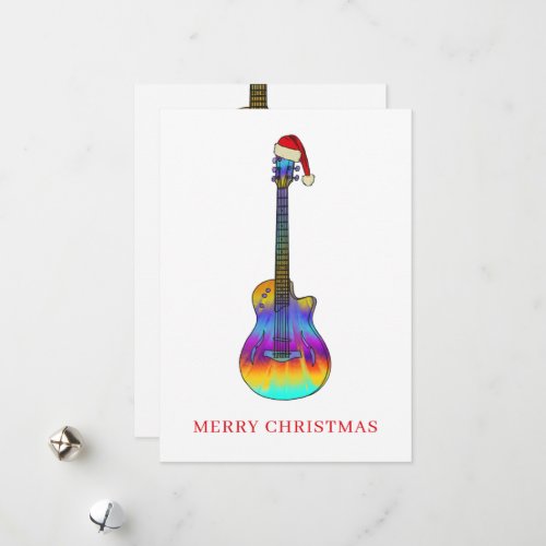 Christmas Guitar cool Psychedelic Holiday Card