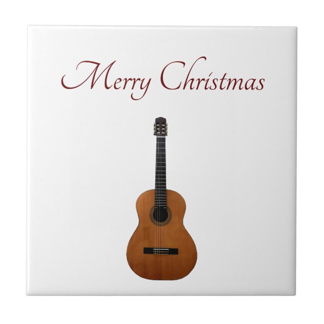 Christmas Guitar Musical Festive Typography Ceramic Tile (Front)