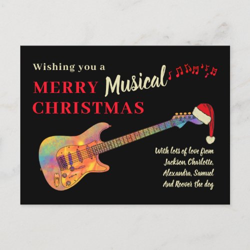 Christmas Guitar Musician Personalized Holiday Postcard