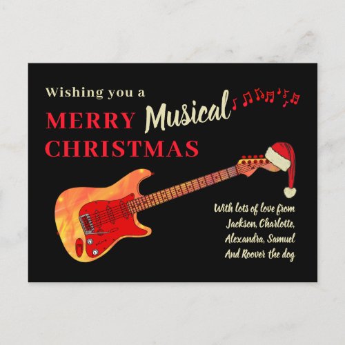 Christmas Guitar Personalized Holiday Postcard