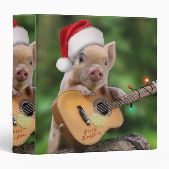 Christmas guitar pig 3 ring binder (Front/Spine)